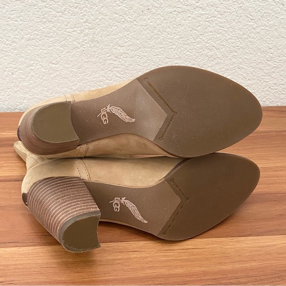 UGG “Thames” Nude Suede Leather Ankle Heeled Boots in Wet Sand Color Size 6 - Picture 7 of 16